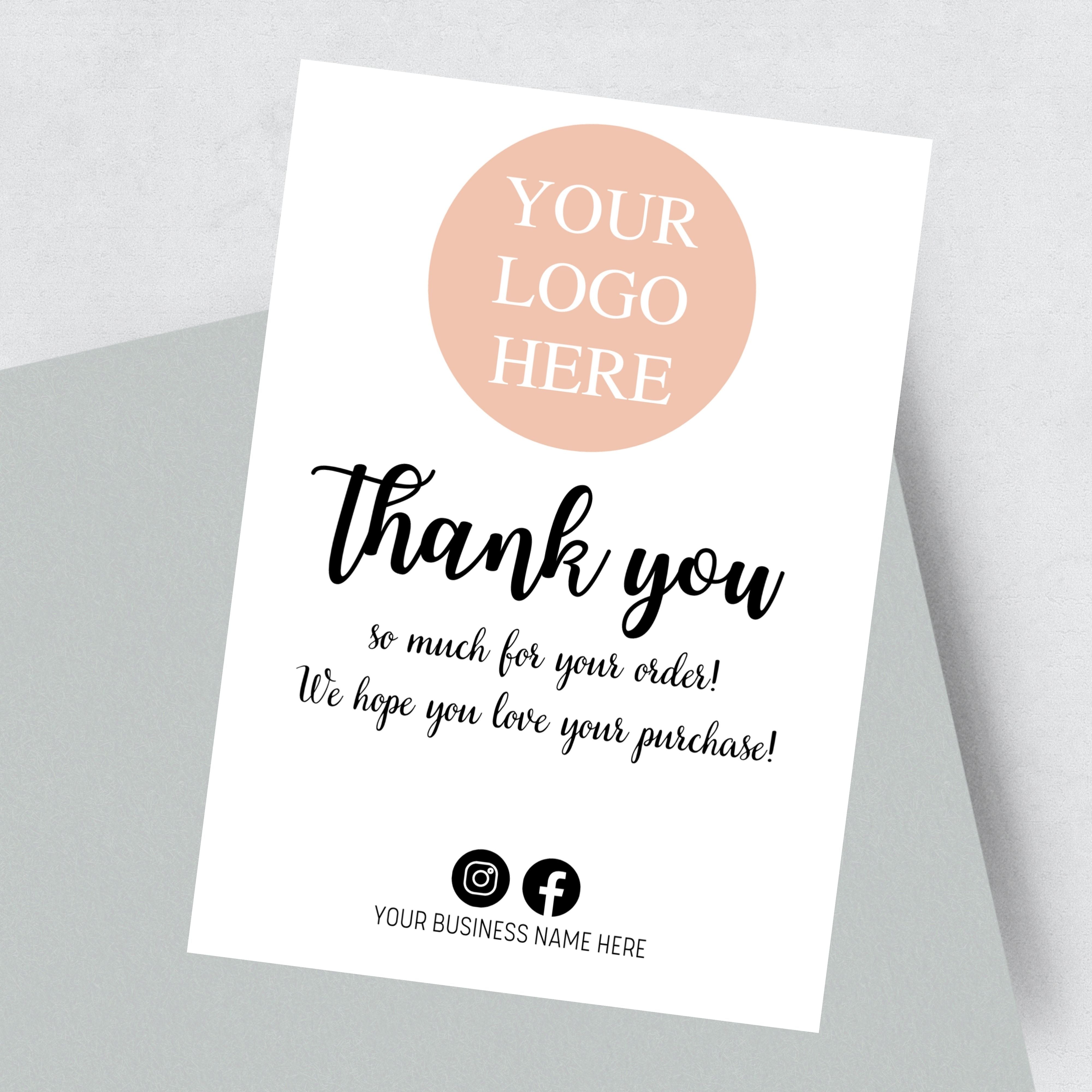 Personalised Thank You Cards With Logo