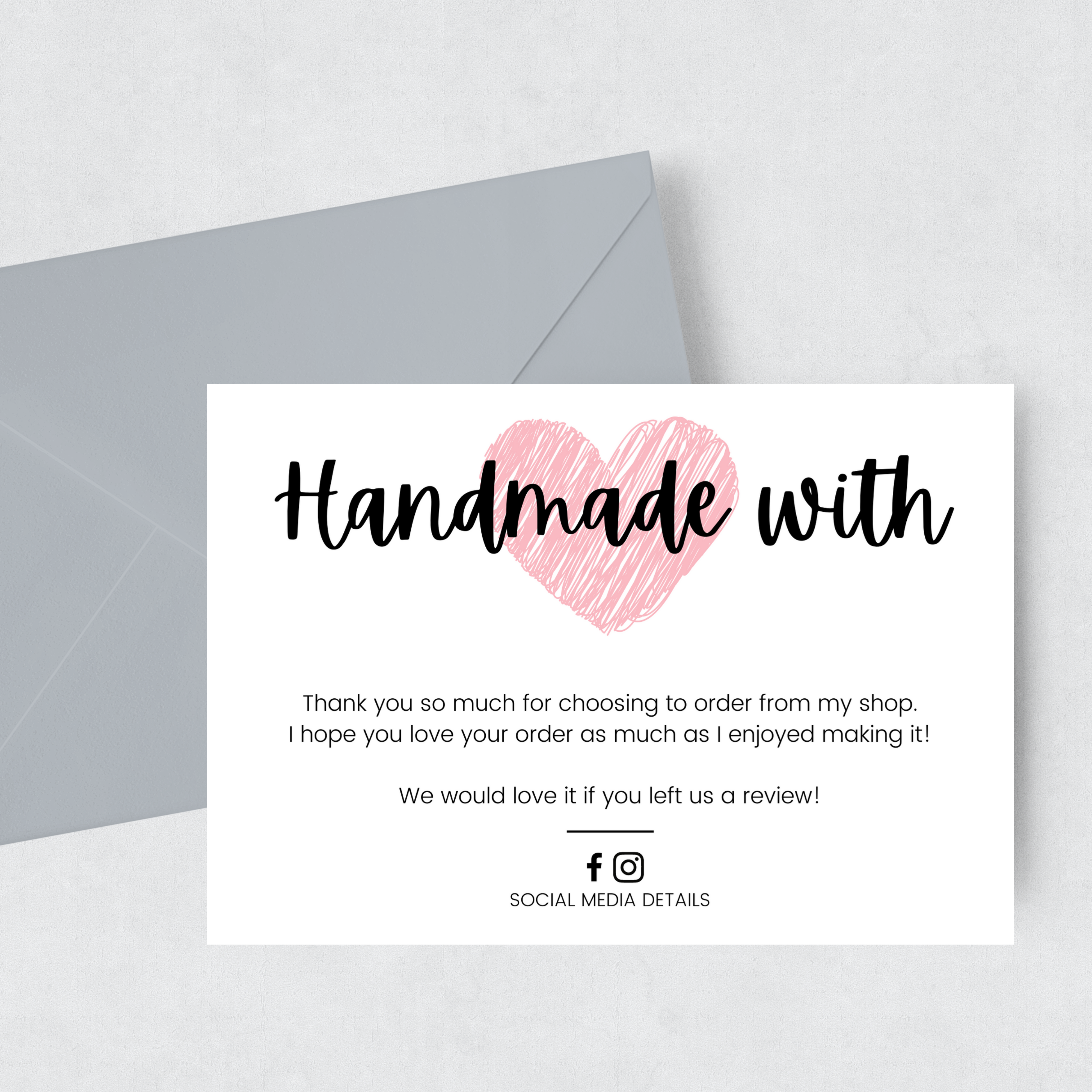 Personalised Thank You Cards 'handmade with love'