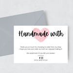 Load image into Gallery viewer, Personalised Thank You Cards &#39;handmade with love&#39;
